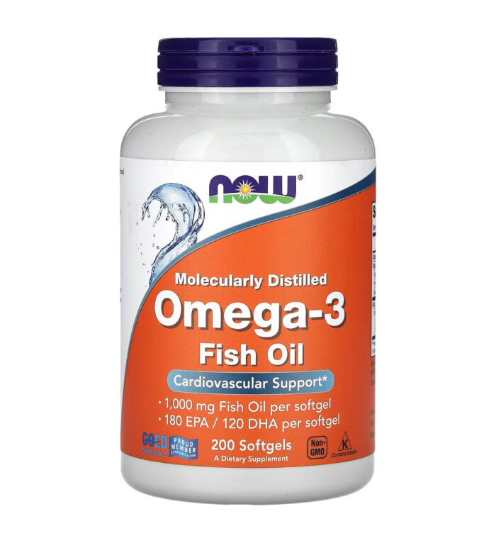 NOW Fish Oil Omega-3 180 EPA / 120 DHA | 1000 mg per Softgel | Supports Cardiovascular Health | 200 Softgels; Exp 10/2027
