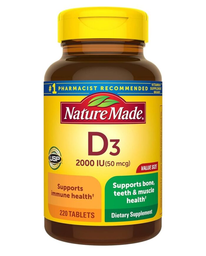 Nature Made Vitamin D3 2000 IU (50 mcg) | Supports Bone, Teeth, Muscle, Hormone and Immune Health | 220 Day Supply | 220 Softgels, Exp 04/2026