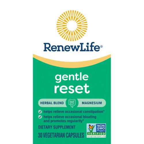 RenewLife Gentle Reset, Herbal Blend and Magnesium | Herbal Cleanse | Helps Relieve Occasional Constipation & Bloating | Rejuvenates by Promoting Bowel Regularity |  30 Capsules; Exp 07/2025
