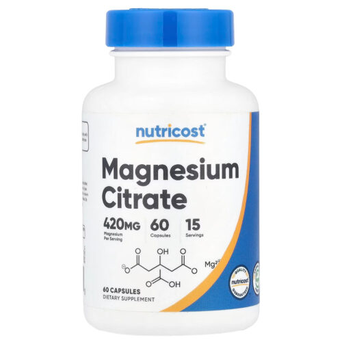 Nutricost Magnesium Citrate 420mg | Enhanced Absorption Magnesium | 105mg per Capsule | 60 Capsules; Exp 08/2027