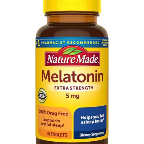 Nature Made Melatonin 5mg Extra Strength | 45 to 90 Day Supply | 100% Drug Free Sleep Aid for Adults | 90 Tablets; Exp 06/2025