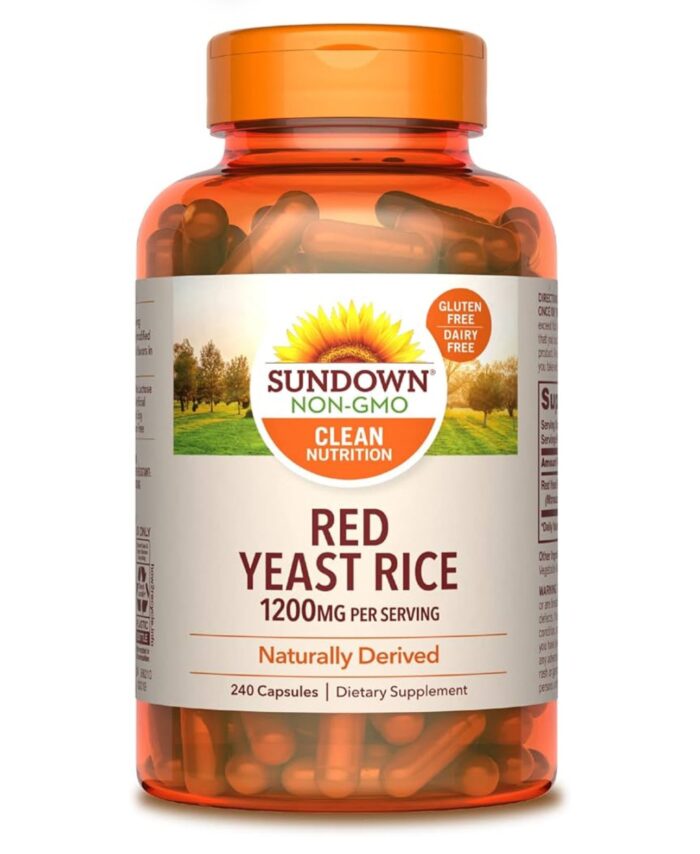 Sundown Red Yeast Rice 1200mg | 120 Day Supply | Naturally Derived | 240 Capsules; Exp 10/2026
