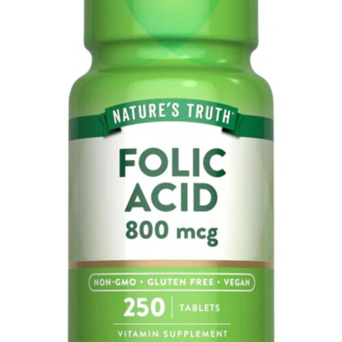 Nature's Truth Folic Acid 800 mcg | Vitamin B-9 | Support for Pregnant Women & Fetal Development | 250 Tablets; Exp 03/2027