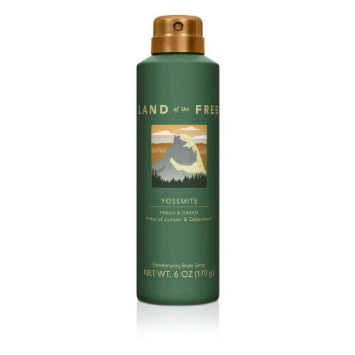 LAND of the FREE - Yosemite, Deodorizing Body Spray for Men, 6oz/170g