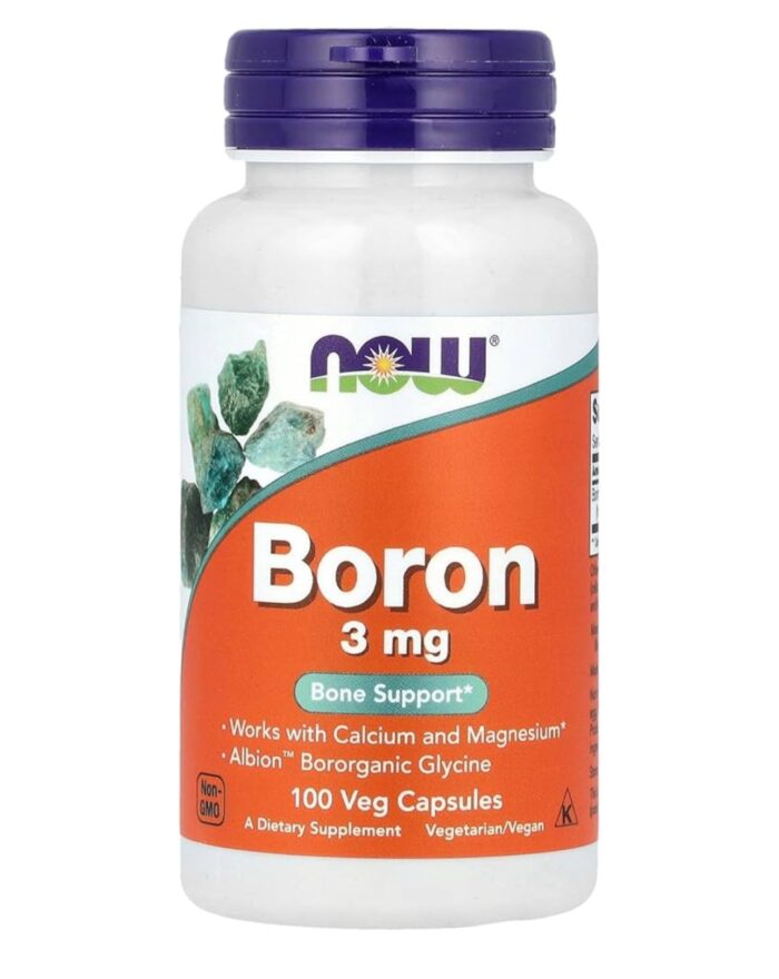Now Boron 3mg | Albion Bororganic Glycine | Supports Bone Strength and Structure | 100 Capsules; Exp 08/2029