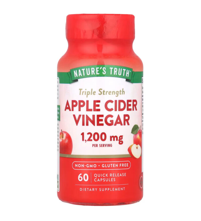 Nature's Truth Apple Cider Vinegar 1,200 mg | Extra Strength | 600mg per Capsule | Boosts Metabolism | 60 Capsules; Exp 02/2027