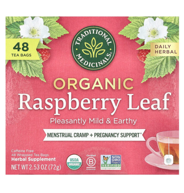 Traditional Medicinals Organic Raspberry Leaf Tea | Eases Menstrual Cramps & Supports a Healthy Pregnancy | 48 Tea Bags; Exp 03/2027
