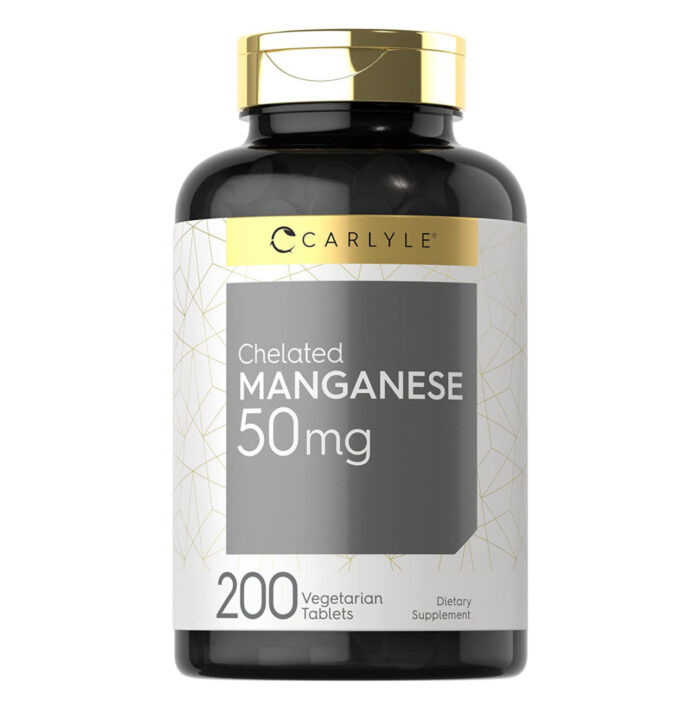 Carlyle Chelated Manganese 50mg | Manganese Gluconate | Supports Collagen Synthesis & Bone Health | 200 Tablets; Exp 02/2027