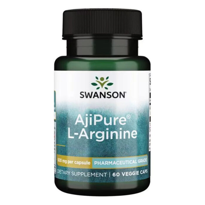 Swanson AjiPure L-Arginine | Supports Cardiovascular Health & Healthy Plasma Arginine Levels | Precursor to Nitric Oxide for Vascular Support | 60 Capsules; Exp 01/2027