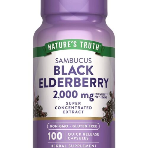 Nature's Truth Black Elderberry | Super Concentrated Sambucus Extract | Immune System Support | 100 Capsules; Exp 05/2027