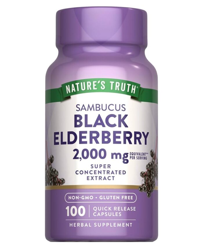 Nature's Truth Black Elderberry | Super Concentrated Sambucus Extract | Immune System Support | 100 Capsules; Exp 05/2027
