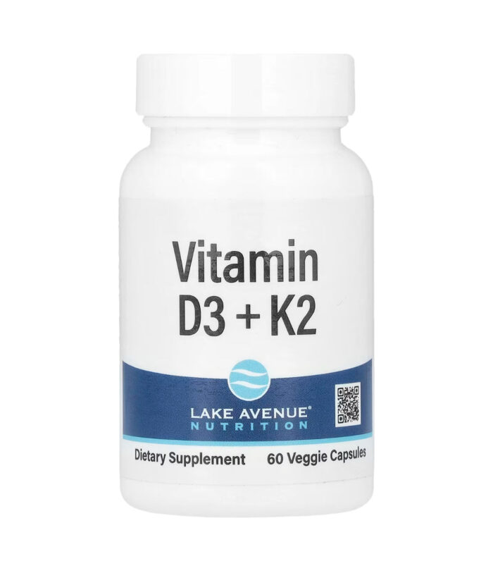 Lake Avenue Vitamin D3 25mcg (1000iu) & K2 45mcg (mk-4) | Enhances Immunity and Cardiovascular Function | Helps Maintain Strong and Healthy Bones | 60 Capsules; Mfg 08/2024 [Exp Not Written (2 Years from Mfg Date 08/2026)]