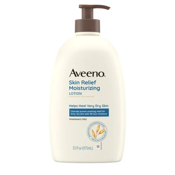Aveeno Skin Relief Moisturizing Body Lotion | Helps Heal Very Dry Skin | Soothing Relief for Itchy Dry Skin | Fragrance Free ~ 33fl.oz/975ml