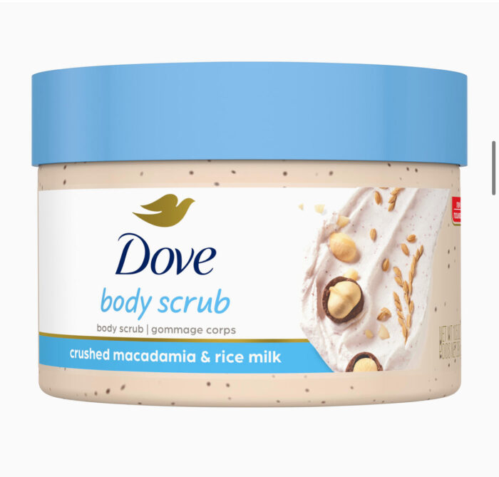 Dove Scrub Macadamia & Rice Milk Body Scrub | Reveals Visibly Smoother Skin | 10.5oz/298g