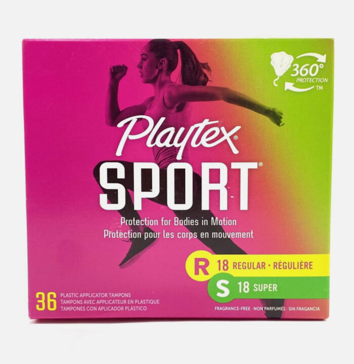 Playtex Sport Multi-Pack Regular & Super Unscented Tampons | 18 Regular & 18 Super tampons | 36 Tampons