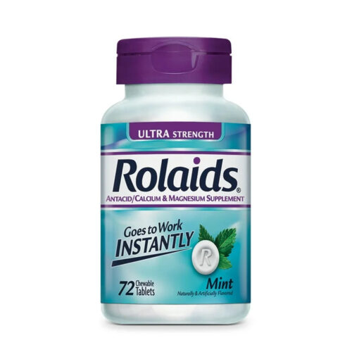 Rolaids Ultra Strength Chewable Antacid | Calcium Carbonate 1000mg + Magnesium Hydroxide 200mg | Mint, 72 Tablets; Exp 04/2026