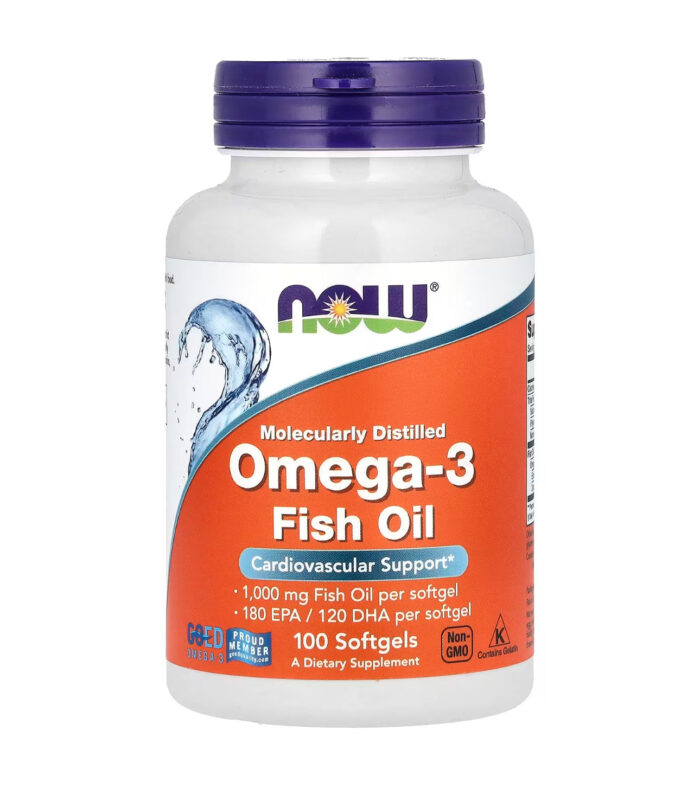NOW Fish Oil Omega-3 180 EPA / 120 DHA | 1000mg per Softgel | Supports Cardiovascular Health | 100 Softgels; Exp 10/2027