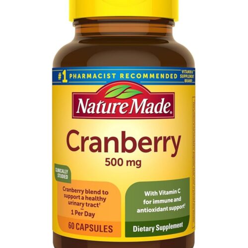 Nature Made Cranberry 500mg with Vitamin C | One Per Day | For Immune & Antioxidant Support | Cranberry Blend for Urinary Tract Health | 60 Capsules; Exp 11/2025