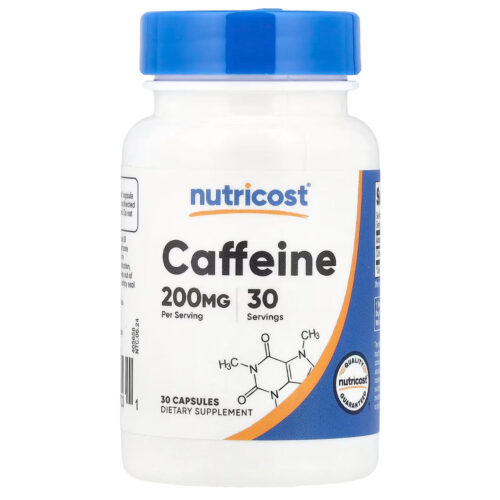 Nutricost Caffeine 200mg | Keeps You Focused & Alert Throughout Your Day | Provides Energy Boost | 30 Capsules; Exp 07/2027