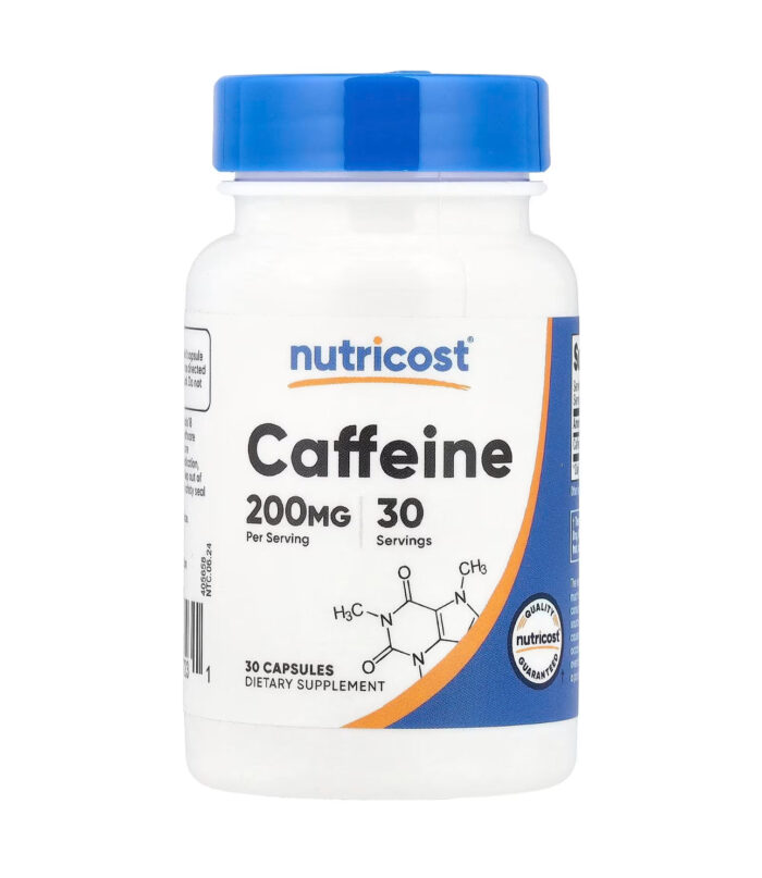Nutricost Caffeine 200mg | Keeps You Focused & Alert Throughout Your Day | Provides Energy Boost | 30 Capsules; Exp 07/2027