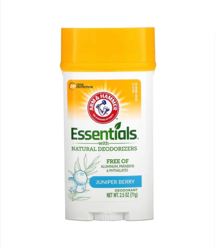 ARM & HAMMER Essentials Solid Deodorant  | Aluminium-Free | Juniper Berry | Solid Stick | 2.5oz / 71g