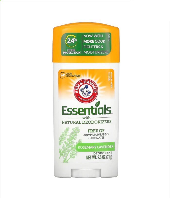 ARM & HAMMER Essentials Solid Deodorant | Aluminium-Free Rosemary Lavender | Solid Stick | 2.5oz /71g