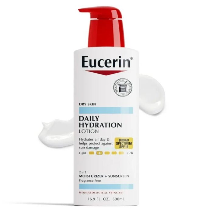 Eucerin Daily Hydration Broad Spectrum SPF 15 Body Lotion, 16.9oz/500ml Exp 01/2025