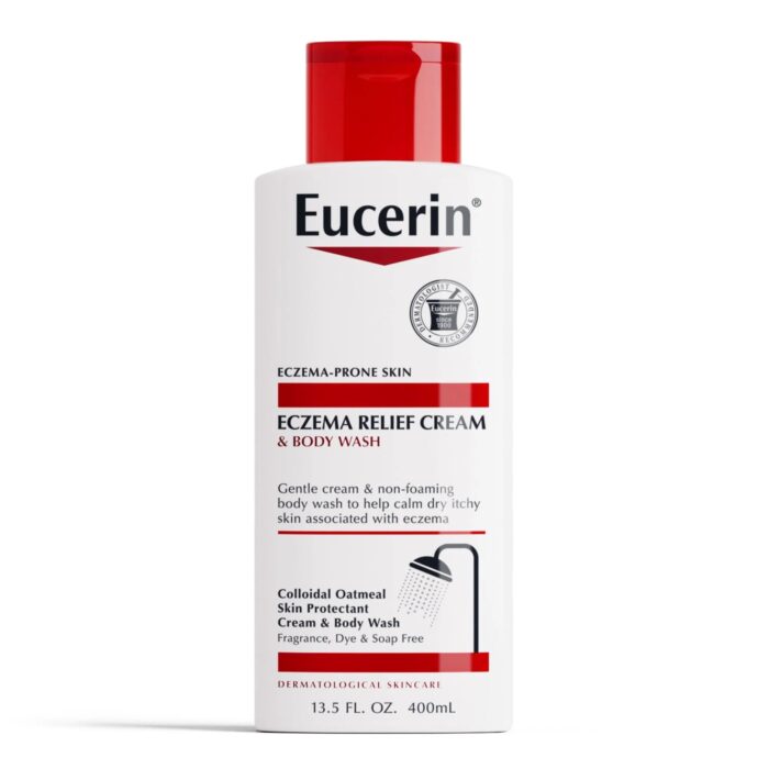 Eucerin Eczema Relief Cream Body Wash, Fragrance Free, 13.5fl.oz/400ml Exp 05/2025