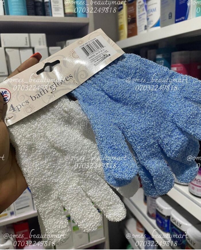 Exfoliating Bath Gloves (Body Sponges) - Blue/White