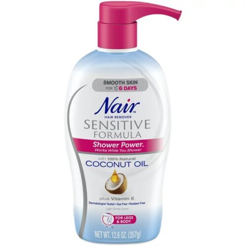 Nair Hair Remover Sensitive Formula Shower Power with Coconut Oil and Vitamin E 12.6oz/357g