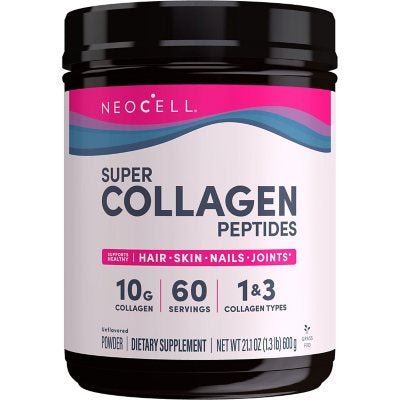 NeoCell Super Collagen Peptides, Unflavored Powder | Collagen Type 1 & 3 | 3 Times The Small Size | 21.2oz/600g; Exp 10/2026