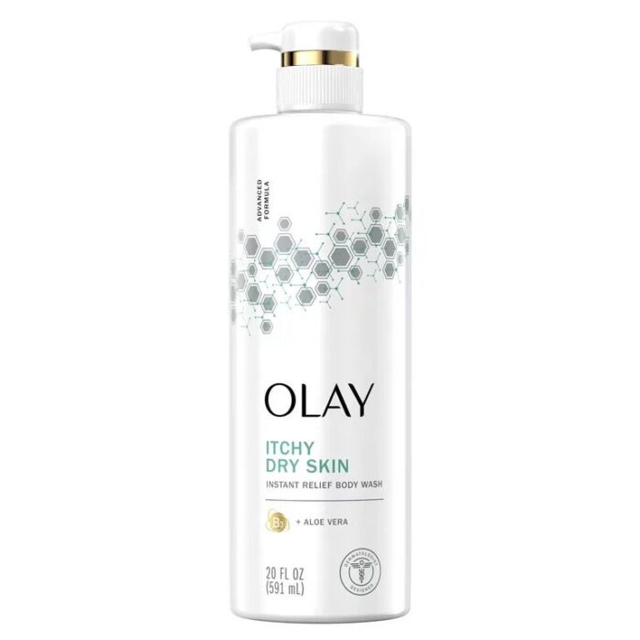 Olay Instant Relief Body Wash for Dry Itchy Skin | with Vitamin B3 Complex and Aloe Vera | Sensitive Skin | 20 fl oz (591 ml)