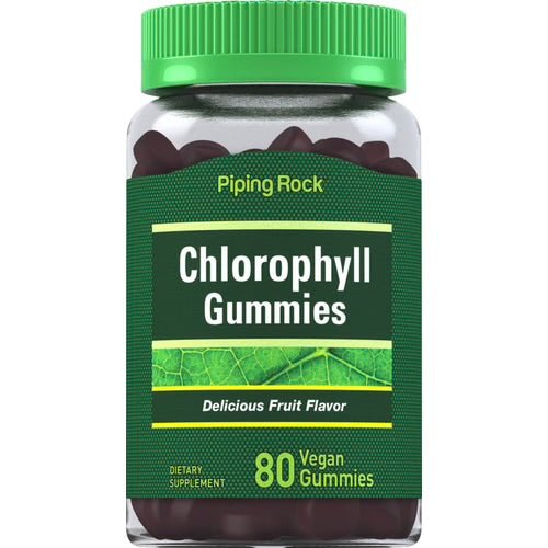 PipingRock Chlorophyll Gummies | 40 Day Supply | 75mg Sodium Copper Chlorophyllin | Internal Deodorant & Detoxifier | Delicious Fruit Flavor ~ 80 Vegan Gummies; Exp 08/2025