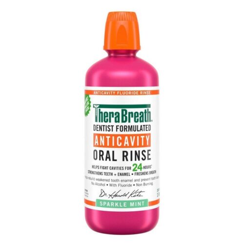 TheraBreath Anticavity Oral Rinse Fluoride | Strengthens the Teeth + Enamel, Fights Cavities for 12 Hours | Mouth Wash | Dentist Formulated | 16oz/473ml; Exp 10/2026
