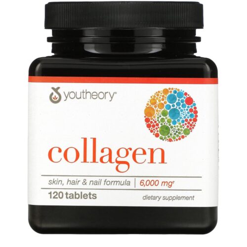 Youtheory Collagen with Vitamin C | Contains no Biotin | Supports Healthy Skin, Hair & Nails | 120 tablets; Exp 01/2028