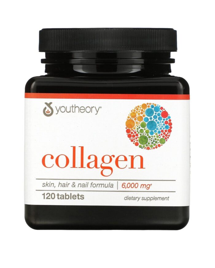 Youtheory Collagen with Vitamin C | Contains no Biotin | Supports Healthy Skin, Hair & Nails | 120 tablets; Exp 01/2028