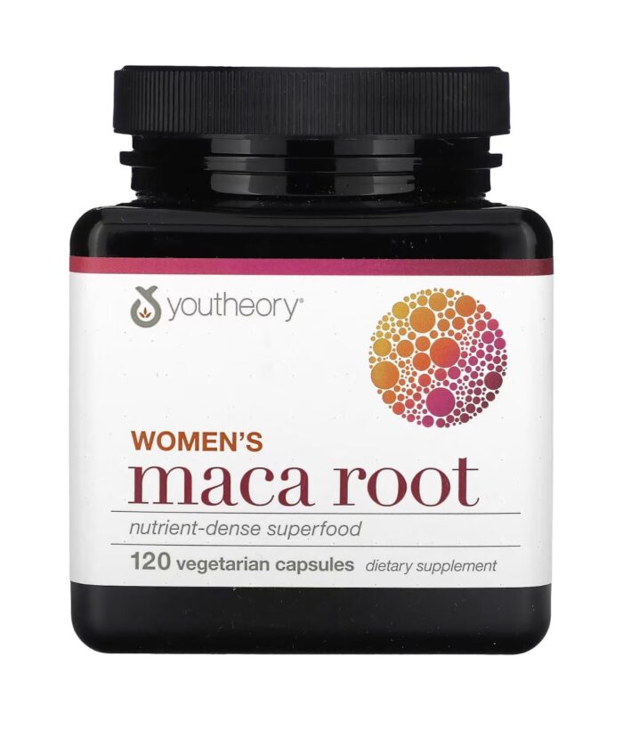 Youtheory Women's Maca Root | Energy & Menopause Support Supplement with Peruvian Ginseng | Nutrient Dense Superfood | 120 Capsules Exp 01/2027